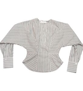 Equipment Femme Long Sleeve Cinch waist Pleated Striped Top Size 0 NWOT